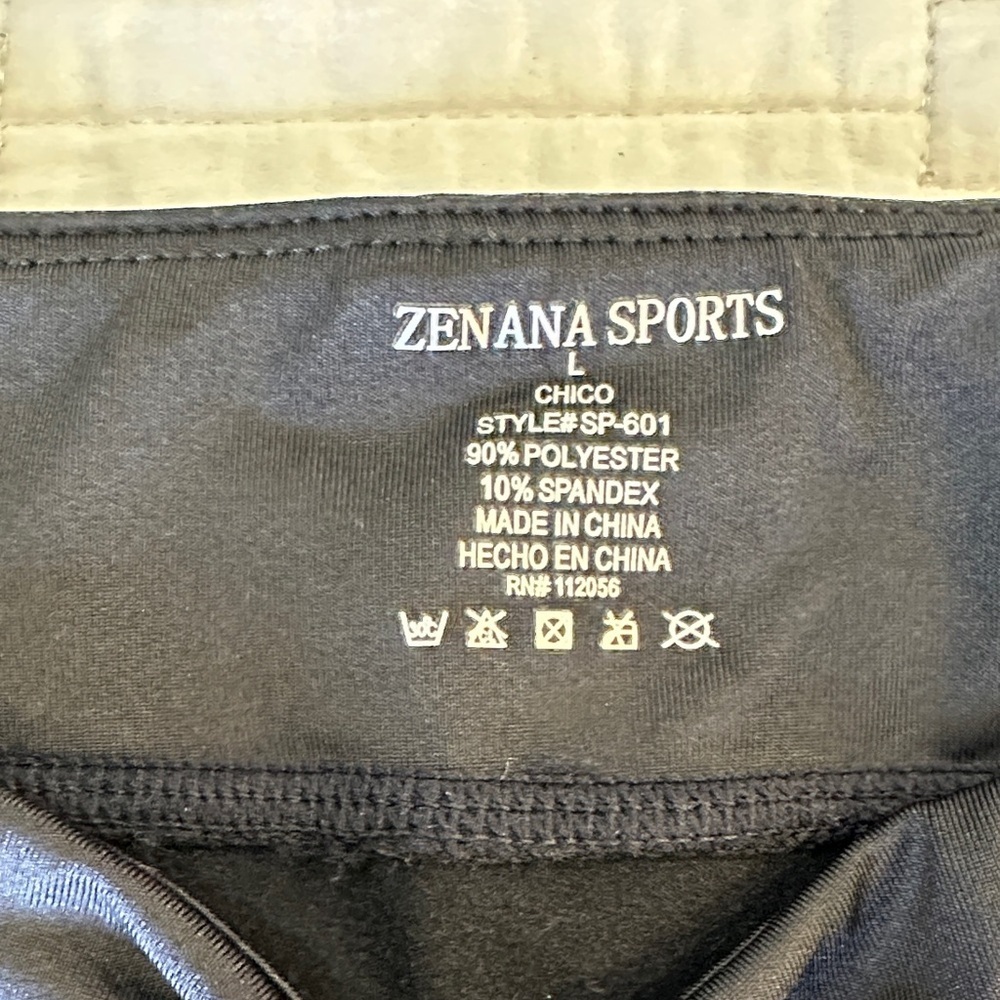 Zenana NWOT Sports Black Leggings Large Black Leggings - Picture 2 of 6